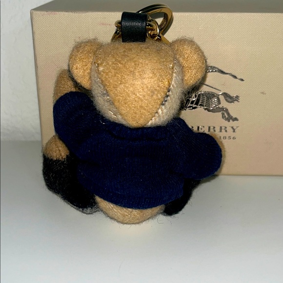 Authentic Burberry Bear Collectable Keychain Bag Charm with Navy Red Sweater - Picture 2 of 4